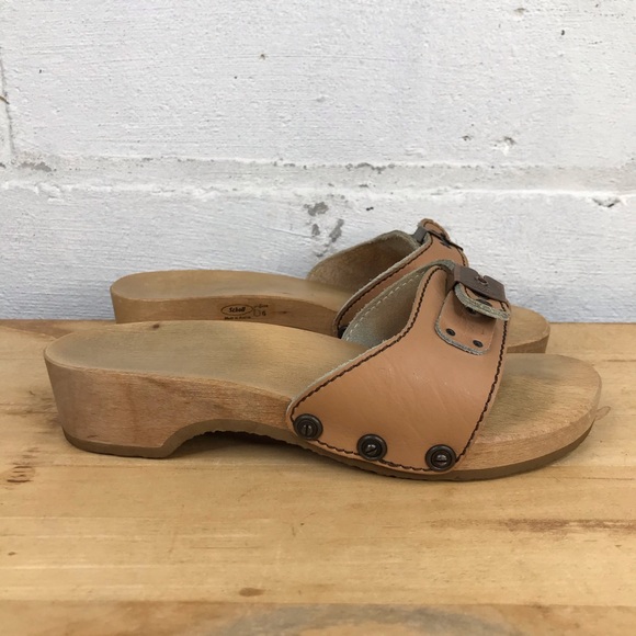 Vintage Dr Scholl Womens Size 6 Wooden Shoes - Picture 6 of 12